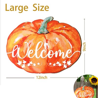 Wooden Hanging Door Sign for Christmas and Halloween Pumpkin Decor