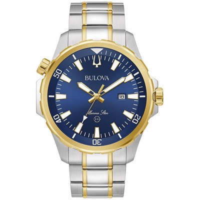 Bulova Watches Men's Marine Star, Two-Tone Stainless Steel Watch, Blue Dial