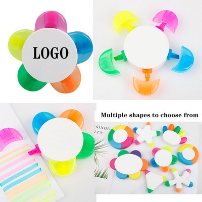 5-in-1 Petals Flower Shape Watercolor Highlighter Pens