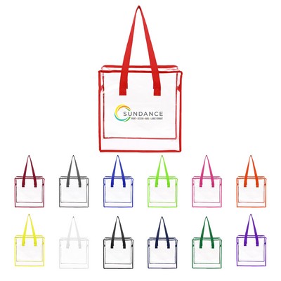 Clear Vinyl Stadium Compliant Zippered Tote Bag