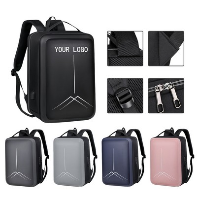 Hard Shell Business USB Port Waterproof Travel Backpack