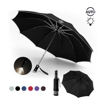 Auto Reverse LED Umbrella with Reflective Trim