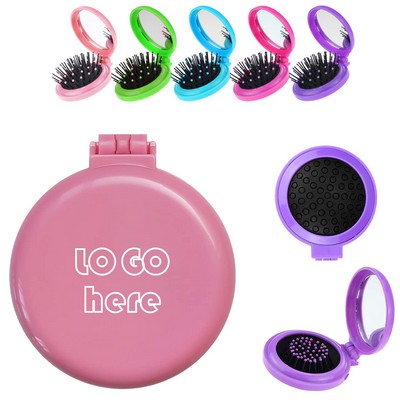 Foldable Hairbrush With Mirror