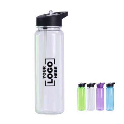 24 oz Clear Water Bottle with Flip Straw