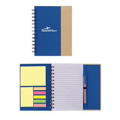 Prime Line Spiral Notebook With Sticky Notes & Pen 5.75" X 7.25"