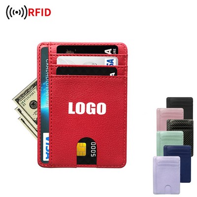 RFID Blocking 2 Sides PU Leather Card Holder Wallet