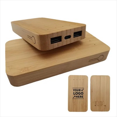 8000mAh Bamboo Wireless Charger Power Bank