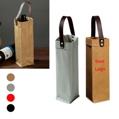 Single-Bottle Washable Kraft Paper Wine Bag