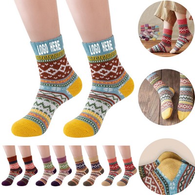 Unisex Knit Cozy Vintage Patterned Socks