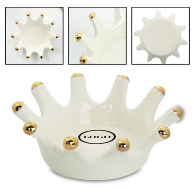 Crown-Shaped Ceramic Jewelry Plate