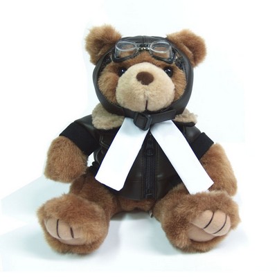 12" Brown Aviator Stuffed Bear