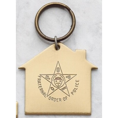 Die Stamped Brass House Key Tag (2"x2 1/8")