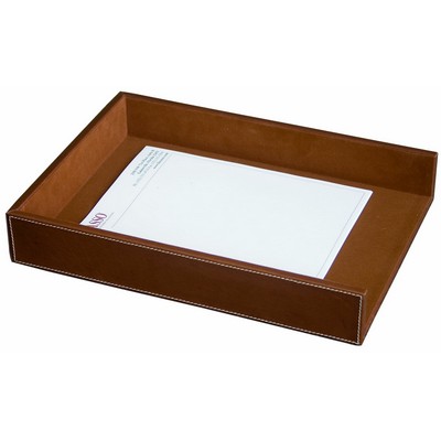 Rustic Brown Leather Front Load Legal Sized Letter Tray