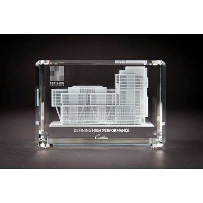 Beveled Rectangle Crystal Award (3 1/8 x 3 1/8 x 4 3/4")