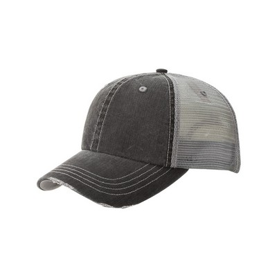 Washed Herringbone Cotton Twill Trucker Cap