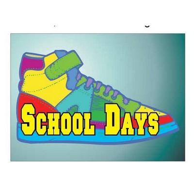 School Days Shoe Rectangle Badge w/ Bar Pin (2 1/2"x3 1/2")