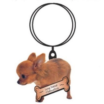 Long Haired Chihuahua Keychain w/Mirrored Back (2 Square Inch)