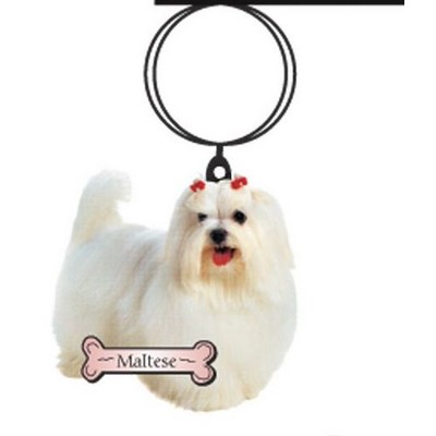 Maltese Dog Keychain w/Mirrored Back (8 Square Inch)