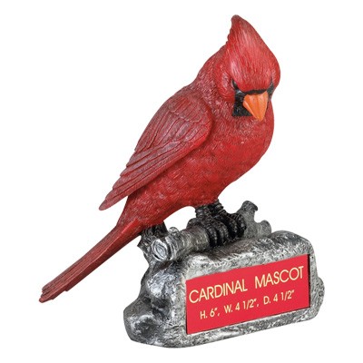 Cardinal Mascot Trophy w/Engraving Plate