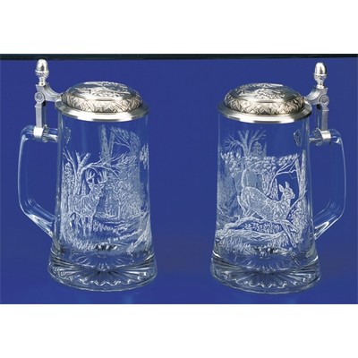 Glass White Tail Deer Stein Mug