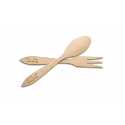 10" Wooden Salad Serving Set - Fork & Spoon (each Laser Engraved)