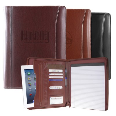 Burgundy Atlantis Zippered Leather Portfolio