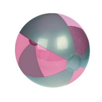 Inflatable Translucent Pink/Silver Beach Ball (16")