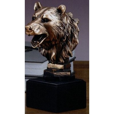 Bronze Finish Bear Head Trophy w/Square Base (8" High)