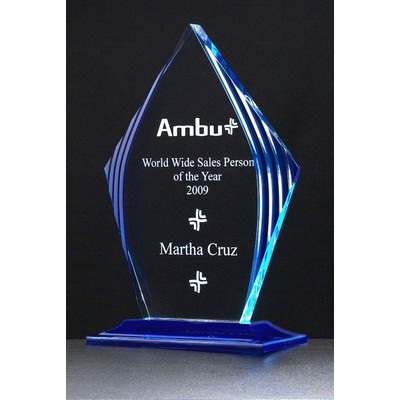 Flame Series Acrylic Award w/ Blue Accented Upright & Base (5 7/8"x8 3/4")