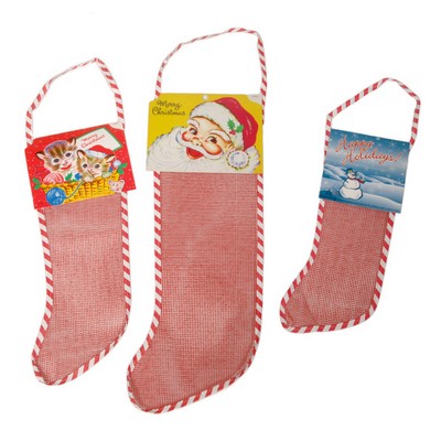 Empty Red Mesh Christmas Stocking 22"