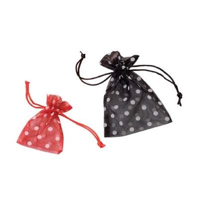 Red/White Polka Dot Organza Bag (4"x6")