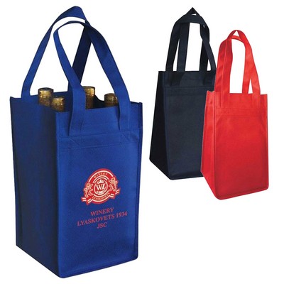 Non Woven 4 Bottles Wine Tote Bag