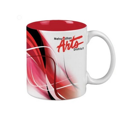 11 Oz. White/Red Two Tone Ceramic Mug