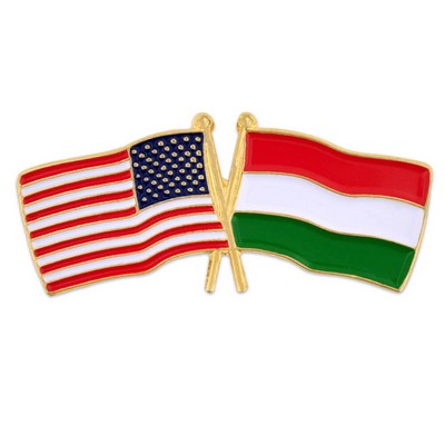 USA & Hungary Flag Pin