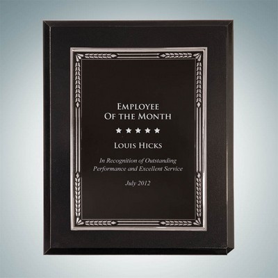 High Gloss Solid Black Wall Plaque w/Silver Aluminum Plate (9"x12")