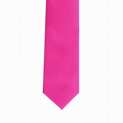 Solid Satin Fuchsia Skinny Tie