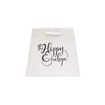 Inverted Trapezoid Matte White Paper Euro Tote (7.5/10"x4"x8.75")