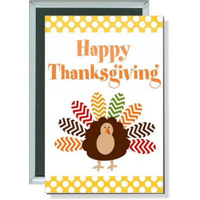 Thanksgiving - Happy Thanksgiving, Turkey - 2 X 3 Inch Rect. Button