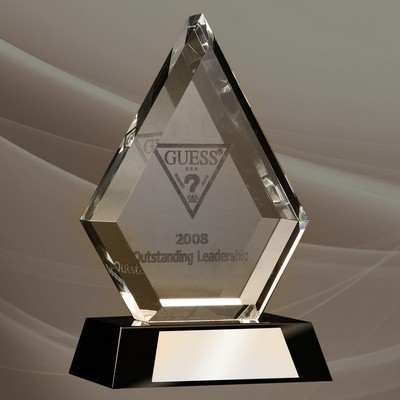 Crystal Clipped Diamond Award on Black Crystal Base - Large