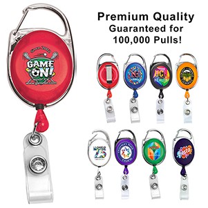 "Oberlin Pl" Full-Color Retractable Carabiner Style Badge Reel & Badge Holder