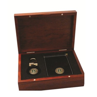 Rosewood Finish Gift Set- key fob, money clip