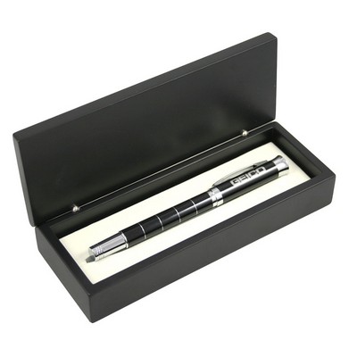 Silver Finish Circular Ring Design Roller Ball Pen