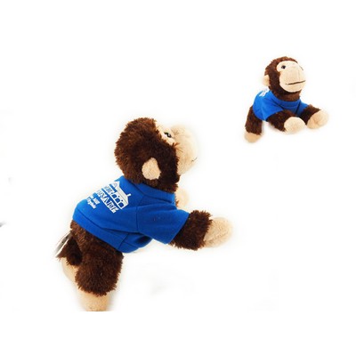 8" Cheki Chimp Stuffed Animal w/T-Shirt & One Color Imprint