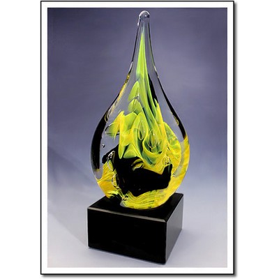 Brimstone Art Glass Sculpture w/ Marble Base (3.5"x9.75")