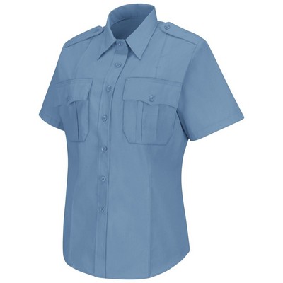 Horace Small™ Women's Short Sleeve Light Blue New Dimension® Stretch Poplin Shirt