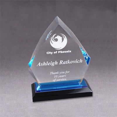 5"x8" Blue Acrylic Diamond Impress Award