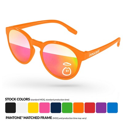 Vicky Mirror Sunglasses w/ 1 Color Lens & Temple Imprint