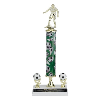 15" Sport Column Soccer Trophy Cup w/Figure & Trim