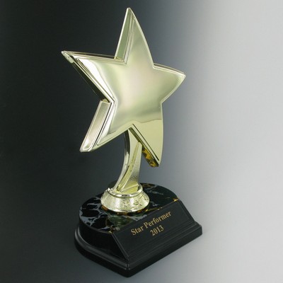 8" Plastic Gold Star Trophy w/Synthetic Marble Base