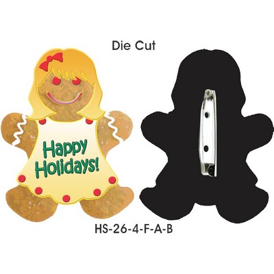 Gingerbread Girl Die Cut Badge (4 Square Inch)